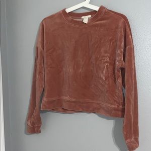 Blush Velvet Cropped Sweater